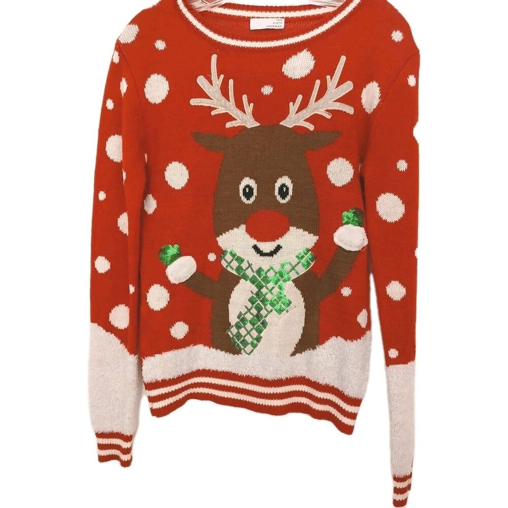 Ten Sixty Sherman Reindeer Ugly Sweater Sz XS Festive Holiday Christmas Sequins